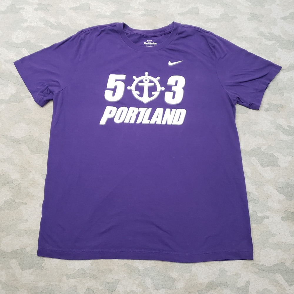 Nike Portland 503 Anchor Shirt Mens Large Purple Graphic Tee Short Sleeve